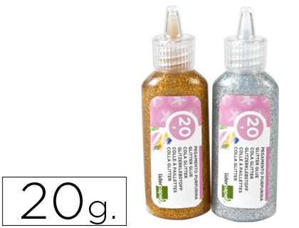 LIDERPAPEL - PURPURINA PEGAMENTO FANTASIA COLORES METALICOS ORO Y PLATA BOTE DE 20 GR (Ref.PU09)