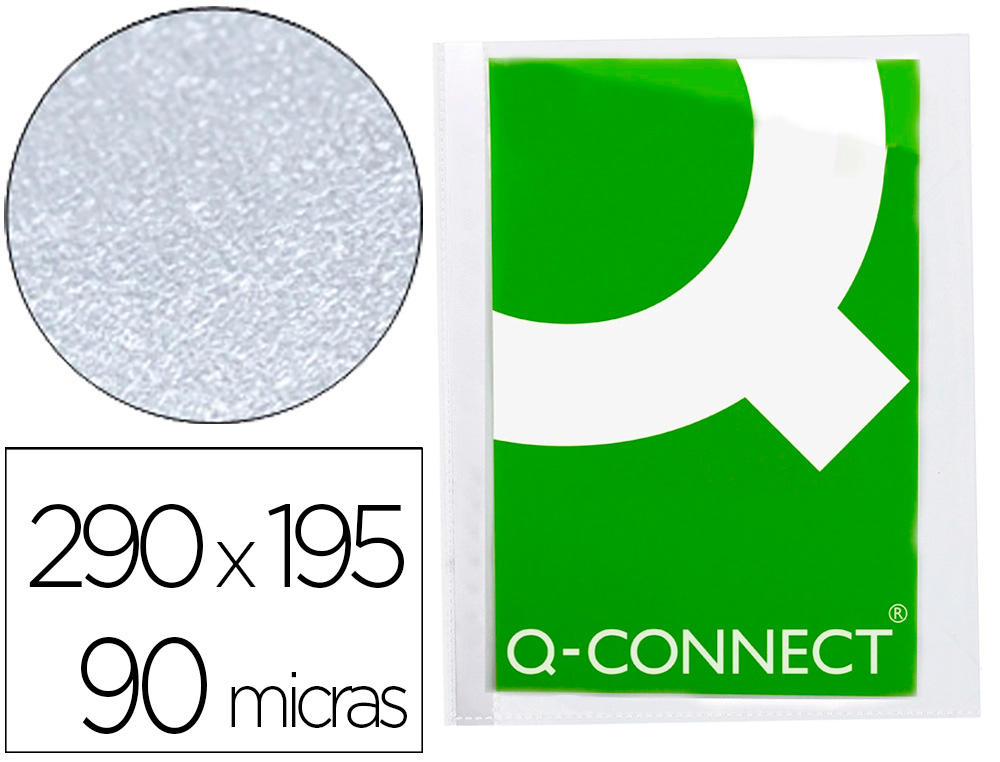 Q-CONNECT - FUNDA PROTECTORA CORTE OBLICUO TRANSPARENTE DIN A4 SIN TALADROS PVC 100 MC CAJA DE 100 UNIDADES (Ref.KF16518)