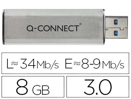 Q-CONNECT - MEMORIA USB FLASH 8 GB 3.0 (CANON L.P.I. 0,24€ Incluido) (Ref.KF16368)