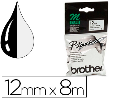 BROTHER - Cinta Rotuladora M-K231B 8m 12mm Negro/Blanco (Ref.MK231BZ)