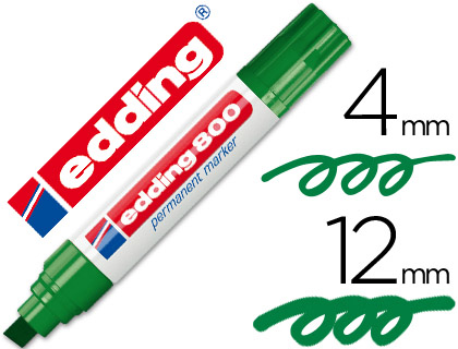 EDDING - 800 MARCADOR PERMANENTE PUNTA BISELADA TRAZO 4 - 12 MM VERDE (Ref.800-04)