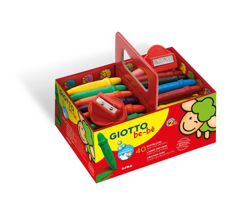 GIOTTO - Bebe LAPICES CERA SUPER SCHOOLPACK DE 40 UNIDADES + 2 SACAPAUNTAS (Ref.462700)
