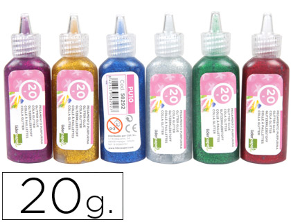 LIDERPAPEL - PURPURINA PEGAMENTO FANTASIA COLORES METALICOS SURTIDOS BOTE 20 GR (Ref.PU10)