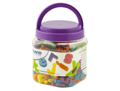 MINILAND - Juego letras minusculas magneticas bote de 154 piezas (Ref. 97913)