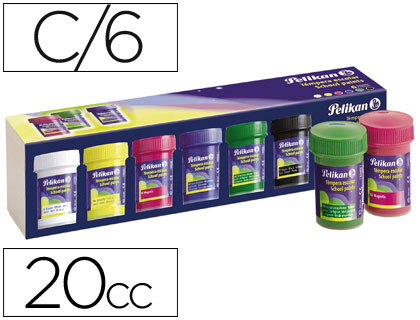 PELIKAN - TEMPERA ESCOLAR 25 ML (ESTUCHE CON 6 COLORES) (Ref.295246 (ANT 60395))