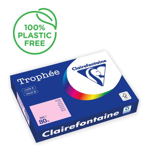 TROPHÉE - Papel multifunción color 500h 80 g. A4 Rosa FSC (Ref.1973C)