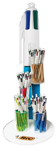 BIC - Boligrafo cuatro colores expositor de 48 unidades surtidas promo regalo 100 cristal azul (Ref. 947131)