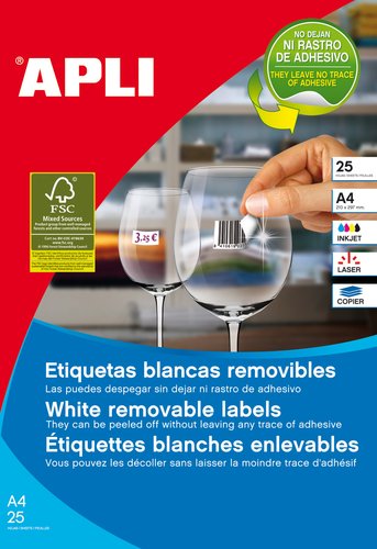 APLI - Caja 100H Etiquetas Blancas Removibles 48,5 x 25.4mm (Ref.03054)