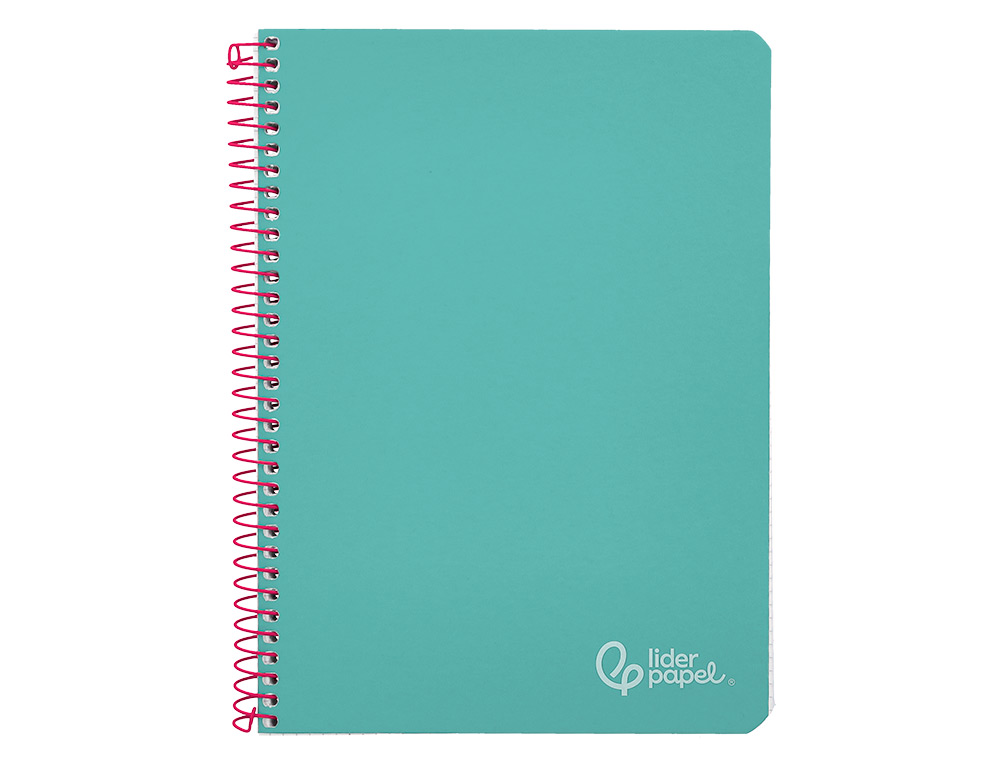 LIDERPAPEL - Cuaderno espiral cuarto witty tapa dura 80h 75gr cuadro 4mm con margen color turquesa (Ref. BC83)
