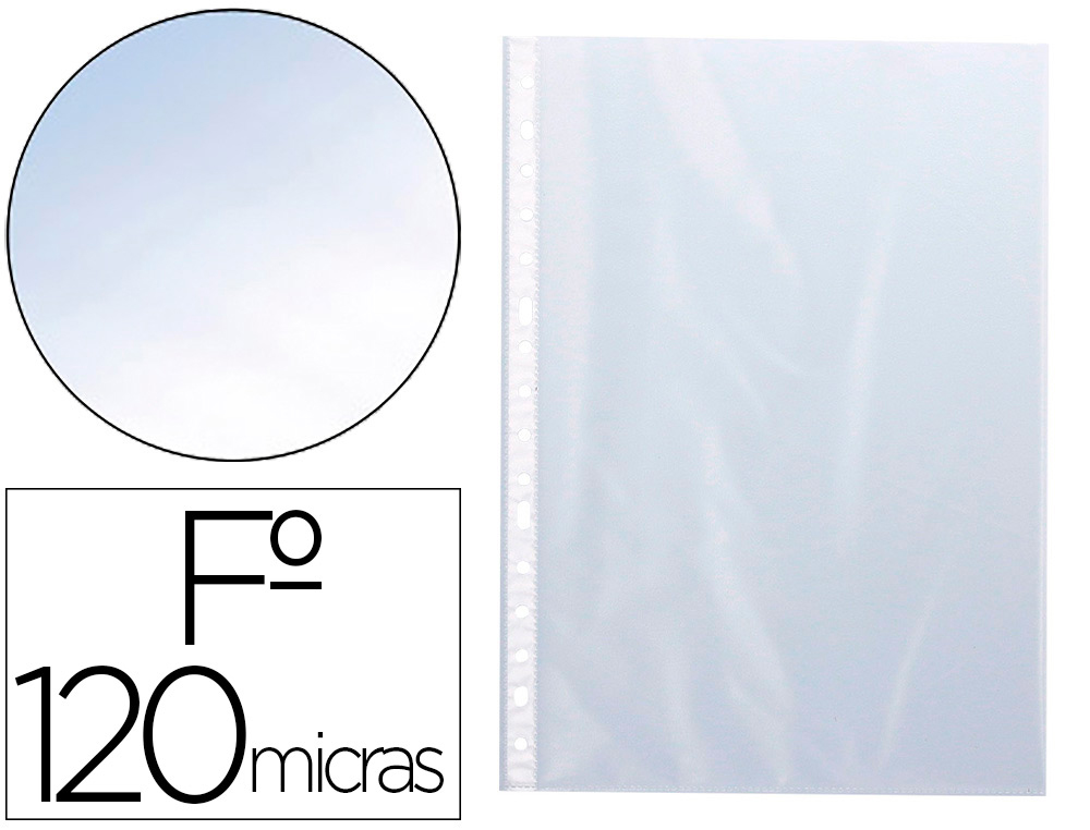 Q-CONNECT - FUNDA MULTITALADRO FOLIO 120 MC CRISTAL CAJA DE 100 UNIDADES (Ref.KF18479)