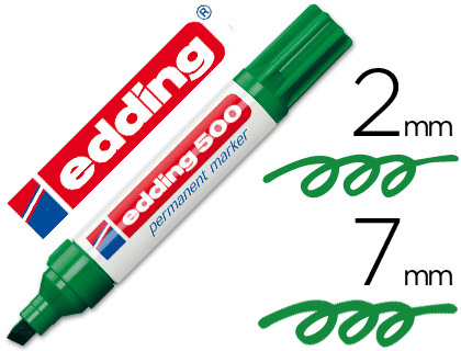 EDDING - 500 MARCADOR PERMANENTE PUNTA BISELADA TRAZO 2-7 MM VERDE (Ref.500-04)