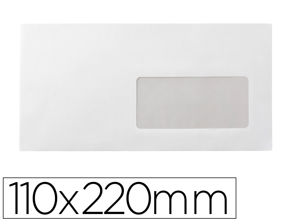 LIDERPAPEL - SOBRE N 3 BLANCO DIN AMERICANO VENTANA DERECHA 110X220 MM TIRA DE SILICONA PAQUETE DE 25 UNIDADES (Ref.SB87)