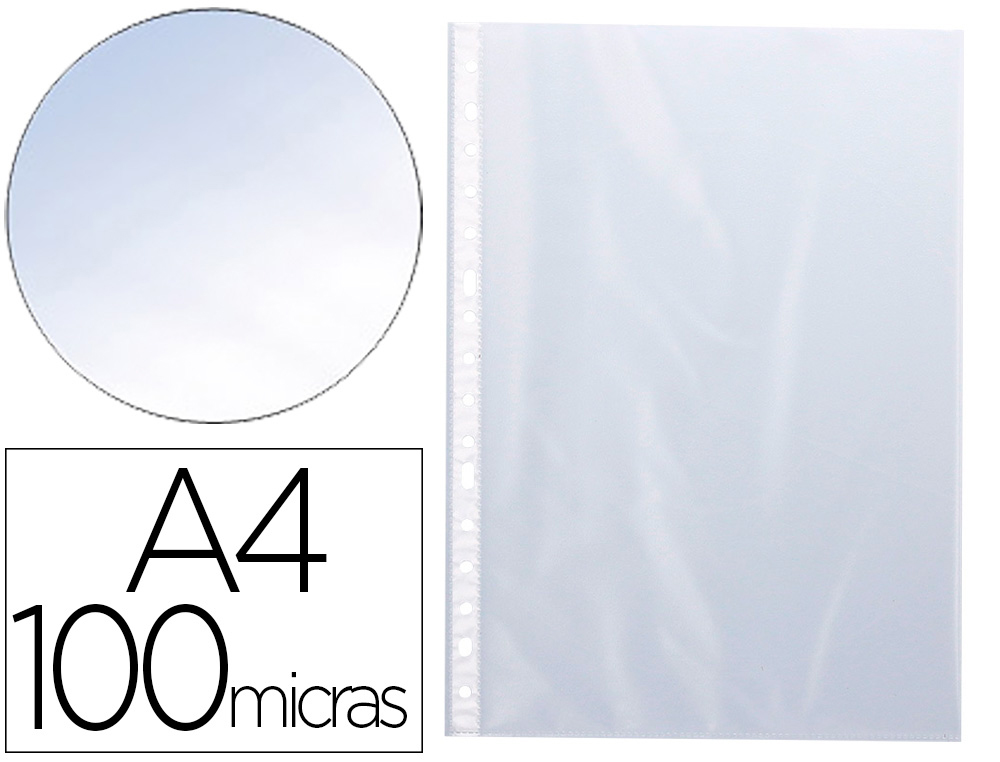 Q-CONNECT - FUNDA MULTITALADRO DIN A4 100 MC CRISTAL BOLSA DE 100 UNIDADES (Ref.KF14841)