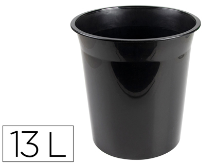 Q-CONNECT - Papelera plastico negro opaco 13 litros dim.275x285 mm (Ref. KF19034)