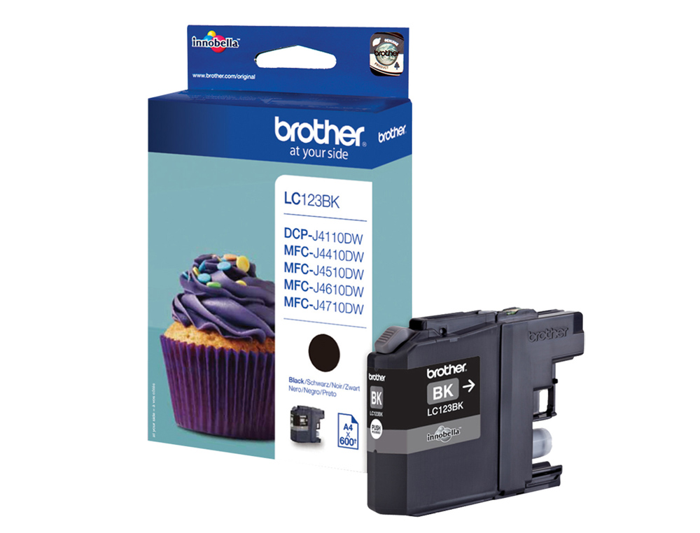 BROTHER - Cartuchos ORIGINALES Inyección De Tinta LC123BK Negro (Ref.LC123BKBP)