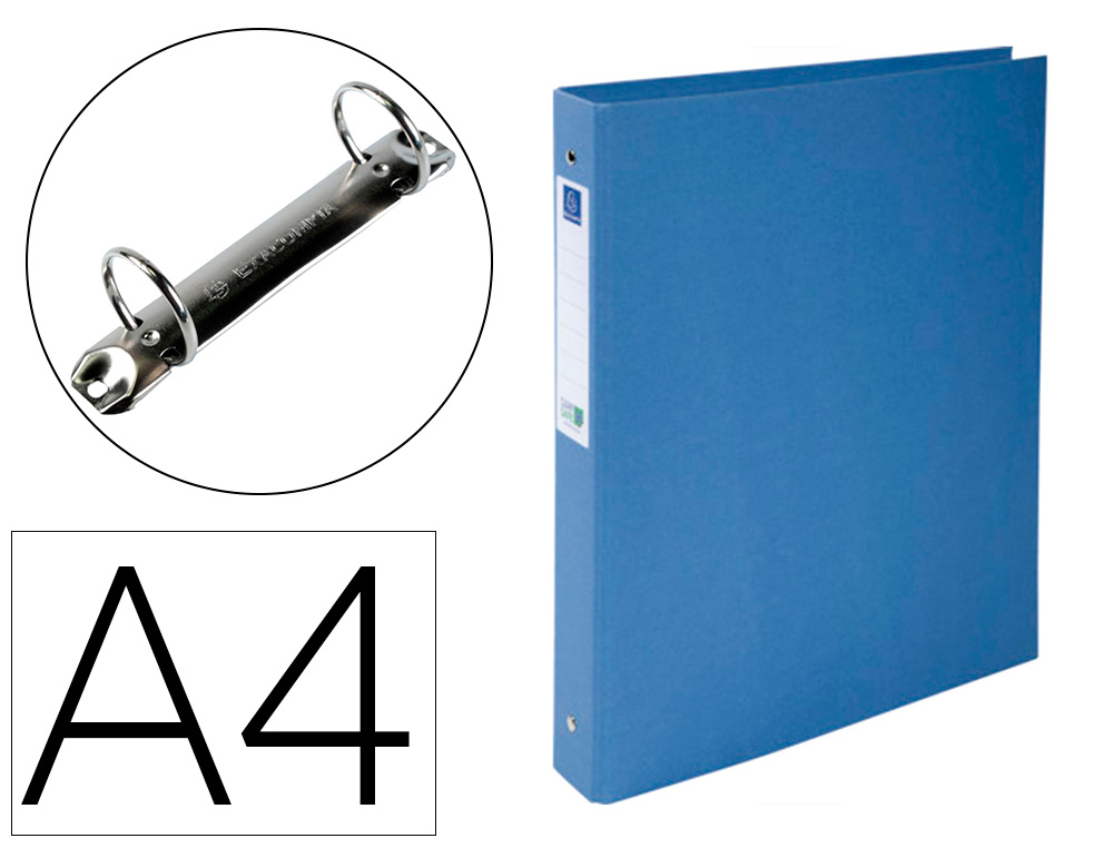 EXACOMPTA - Carpeta de 2 anillas 30 mm redondas clean safe din A4 carton forrado azul (Ref. 54222E)