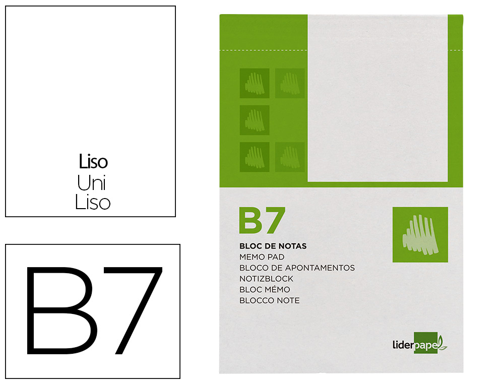 LIDERPAPEL - BLOC NOTAS LISO B7 80 HOJAS 60G/M2 PERFORADO (Ref.BN08)