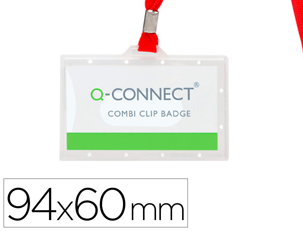 Q-CONNECT - IDENTIFICADOR CON CORDON PLANO 94X60 MM -CON APERTURA LATERAL (Ref.KF03303)