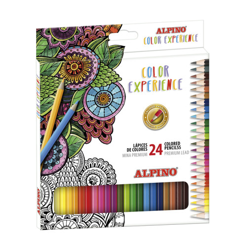 ALPINO - Lapices de colores experience mina premium 3,3 mm caja cartón de 24 unidades colores (Ref. AL000247)