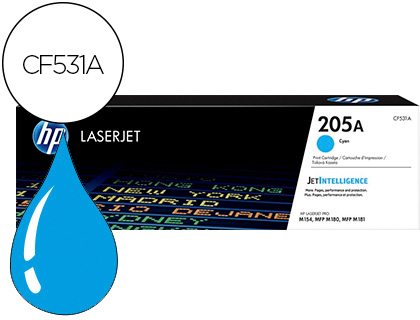 HP - TONER 205A LASERJET M154A / 154NW / MFP M180N / 181FW CIAN 900 PAGINAS (Ref.CF531A)