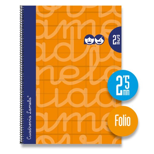 LAMELA - Cuaderno espiral Folio Naranja 80 h cuadrícula 2,5 (Ref.7FTE002N)