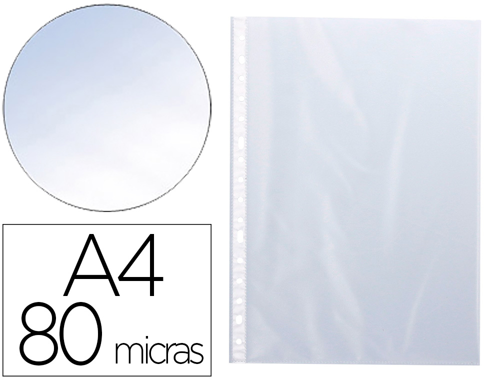 Q-CONNECT - FUNDA MULTITALADRO DIN A4 80 MC CRISTAL CAJA DE 100 UNIDADES (Ref.KF18088)