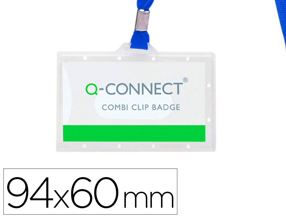 Q-CONNECT - Identificador kf17112 con cordon plano azul y apertura lateral 94x60 mm (Ref. KF17112)