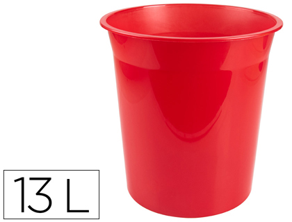 Q-CONNECT - Papelera plastico rojo translucido 13 litros dim. 275x285 mm (Ref. KF19041)