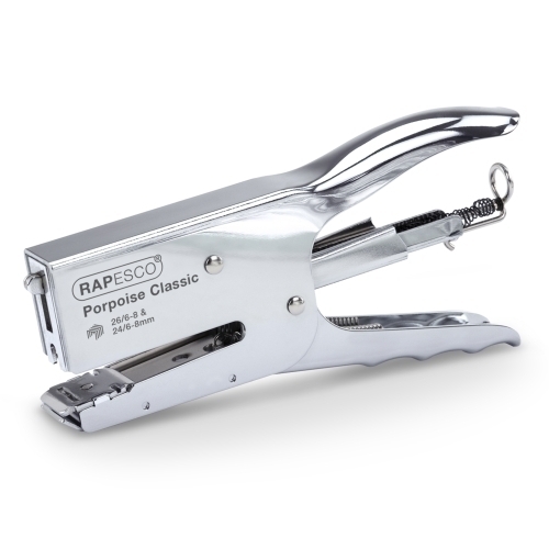 RAPESCO - Grapadora tenaza porpoise metalica capacidad 40 hojas usa grapas 24/6 y 26/6 color plata (Ref. R81000A3)