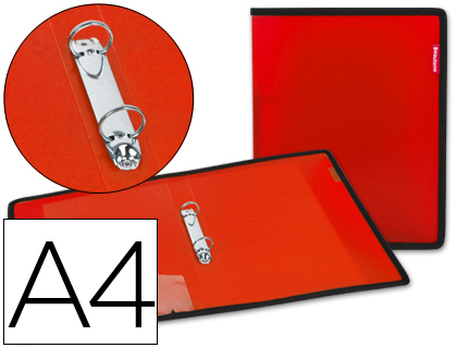 LIDERPAPEL - CARPETA 2 ANILLAS 25 MM 43030 POLIPROPILENO ROJA CON BOLSA Y TARJETERO CON RIBETE NEGRO (Ref.CA76)