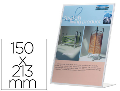 Q-CONNECT - EXPOSITOR SOBREMESA CON FORMA DE L METACRILATO TAMAÑO 150X213 MM (Ref.KF04178)