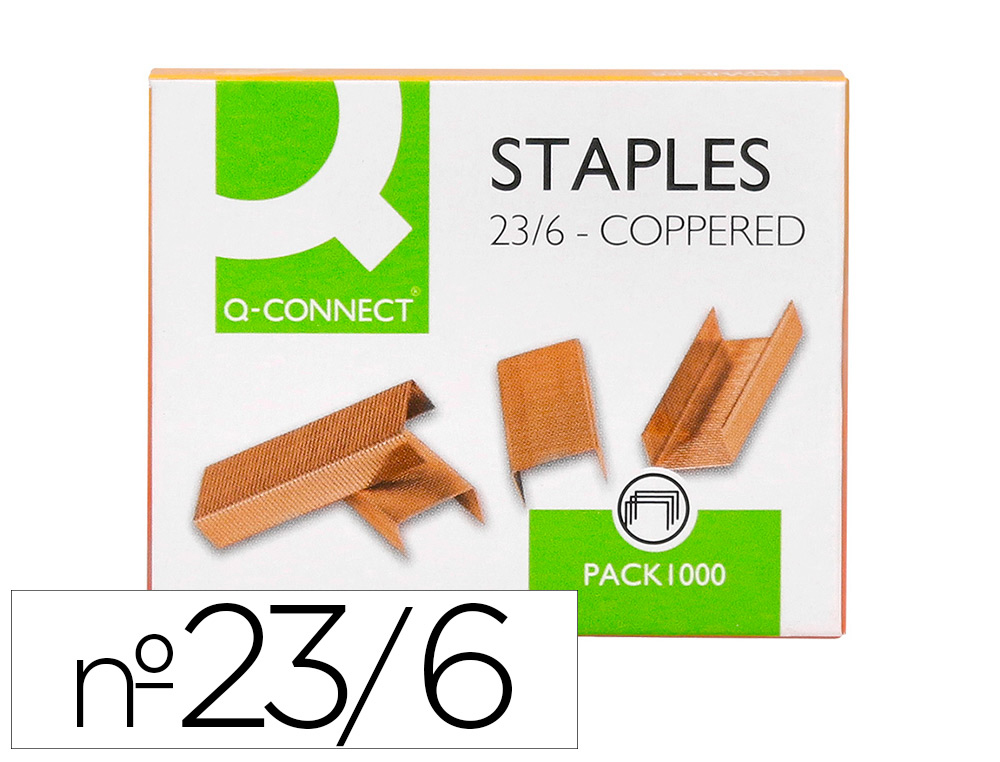 Q-CONNECT - GRAPAS Nº 23/6 -COBREADAS -CAJA DE 1000 (Ref.KF02930)