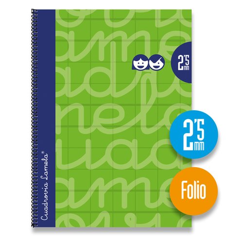 LAMELA - Cuaderno espiral Folio Verde 80 h cuadrícula 2,5 (Ref.7FTE002V)