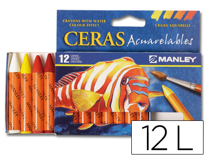 MANLEY - LAPICES DE CERA MASATS ACUARELABLE CAJA DE 12 UNIDADES COLORES SURTIDOS (Ref.MNQ00412)