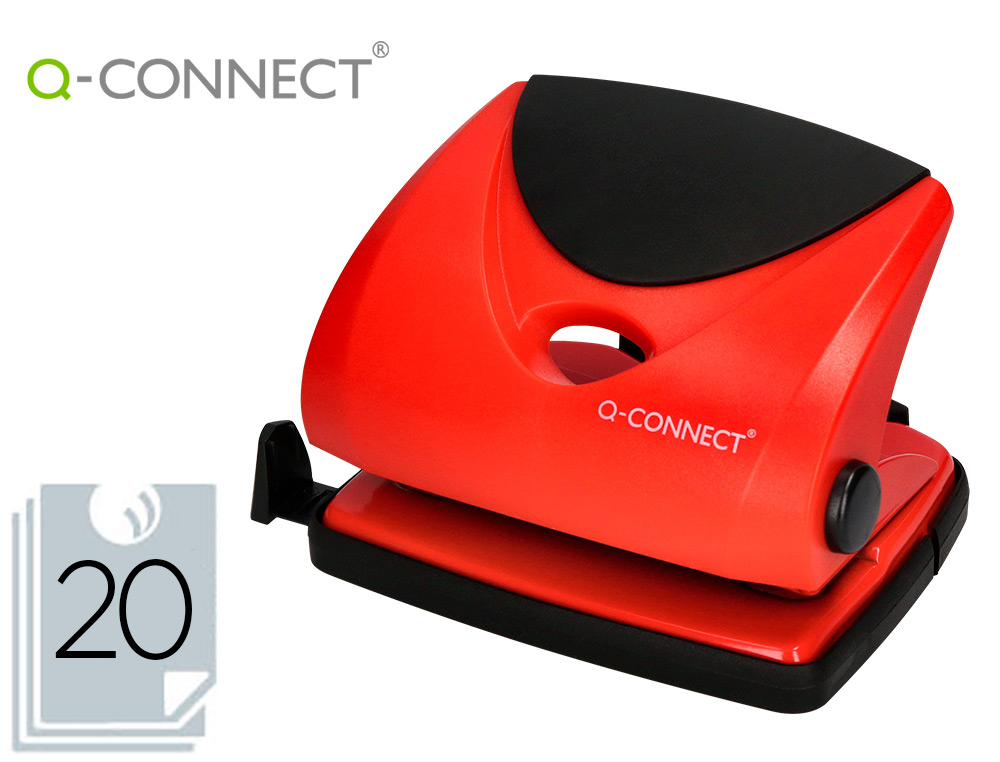 Q-CONNECT - TALADRADOR ROJO -ABERTURA 2 MM -CAPACIDAD 20 HOJAS (Ref.KF02156)