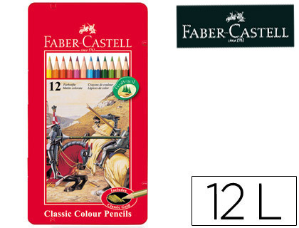 FABER CASTELL - LAPICES DE COLORES CAJA METALICA DE 12 COLORES SURTIDOS (Ref.11 58 44)