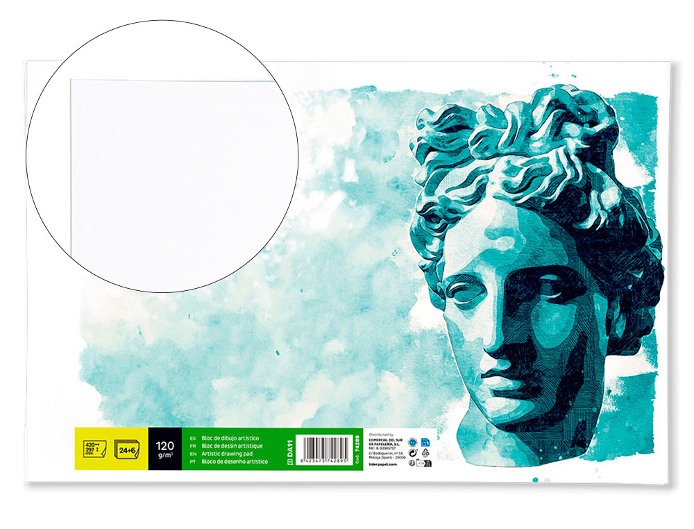 LIDERPAPEL - BLOC DIBUJO ARTISTICO ENCOLADO 297X420 MM 30 HOJAS 120G/M2 SIN RECUADRO (Ref.DA11)