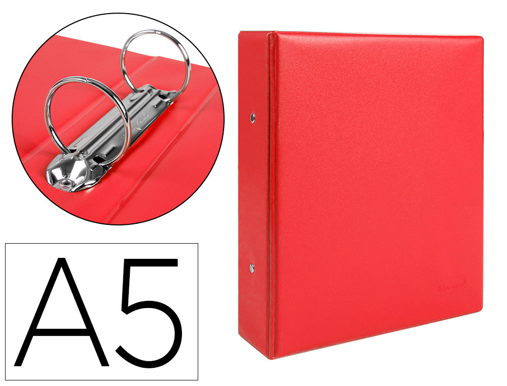 LIDERPAPEL - CARPETA DE 2 ANILLAS 40 MM REDONDAS A5 Cartón FORRADO PVC NARANJA (Ref.KA19)