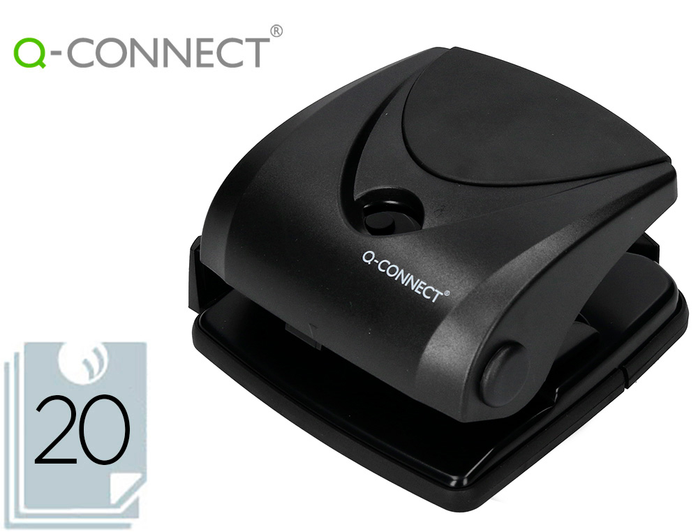 Q-CONNECT - TALADRADOR NEGRO -ABERTURA 2 MM -CAPACIDAD 20 HOJAS (Ref.KF01234)