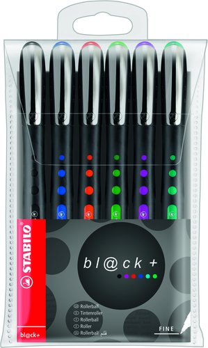STABILO - Rotulador roller ball bl@ck 0,3 mm estuche de 6 unidades colores surtidos (Ref. 1016/6-2)