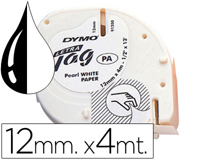 DYMO - Cinta Rotuladora 4m 12mm Negro/Blanco (Ref.S0721510)