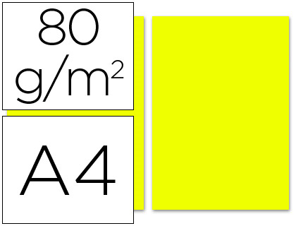 LIDERPAPEL - PAPEL COLOR A4 80G/M2 LIMON PAQUETE DE 100 (Ref.PC46)