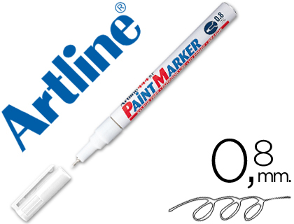 ARTLINE - ROTULADOR MARCADOR PERMANENTE BLANCO -PUNTA REDONDA 0.8 MM -METAL CAUCHO Y PLASTICO (Ref.EK-444 XF)