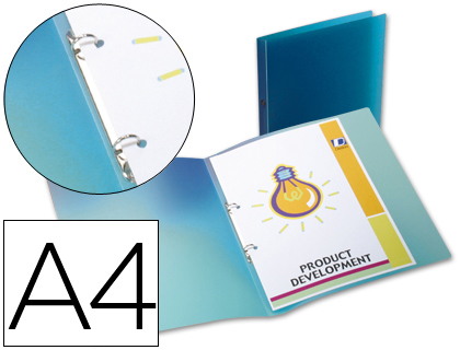 LIDERPAPEL - CARPETA 2 ANILLAS REDONDAS MINI 15 MM 49072 POLIPROPILENO DIN A4 AZUL (Ref.CA65)