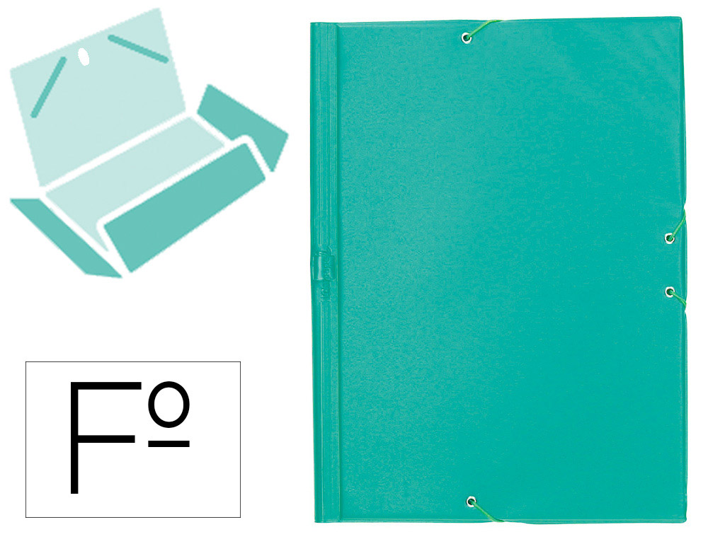 LIDERPAPEL - CARPETA GOMAS PLASTICO FOLIO SOLAPA COLOR VERDE PISTACHO (Ref.CG84)