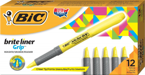 BIC - Marcador FLUORESCENTE AMARILLO PUNTA BISELADA 1,6-3,3 mm. (Ref.811935)