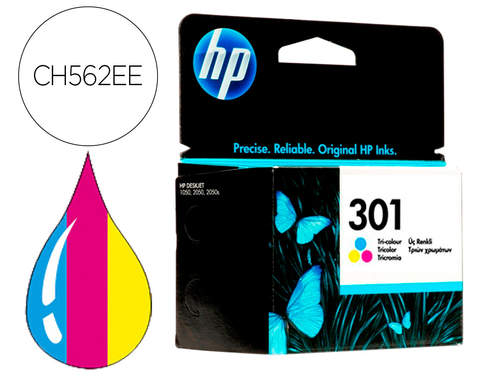 HP ( HEWLETT PACKARD ) - Cartuchos ORIGINALES Inyección De Tinta 301 Tricolor (Ref.CH562EE#ABE)