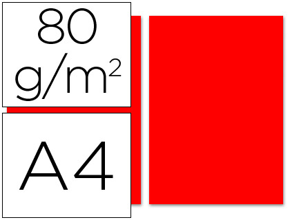 LIDERPAPEL - PAPEL COLOR A4 80G/M2 ROJO PAQUETE DE 100 (Ref.PC58)