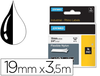 DYMO - Cinta Rhino Nylon Flexible Blanco 19mmx3,5m (Ref.18489)