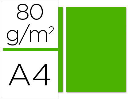 LIDERPAPEL - PAPEL COLOR A4 80G/M2 VERDE INTENSO PAQUETE DE 100 (Ref.PC61)